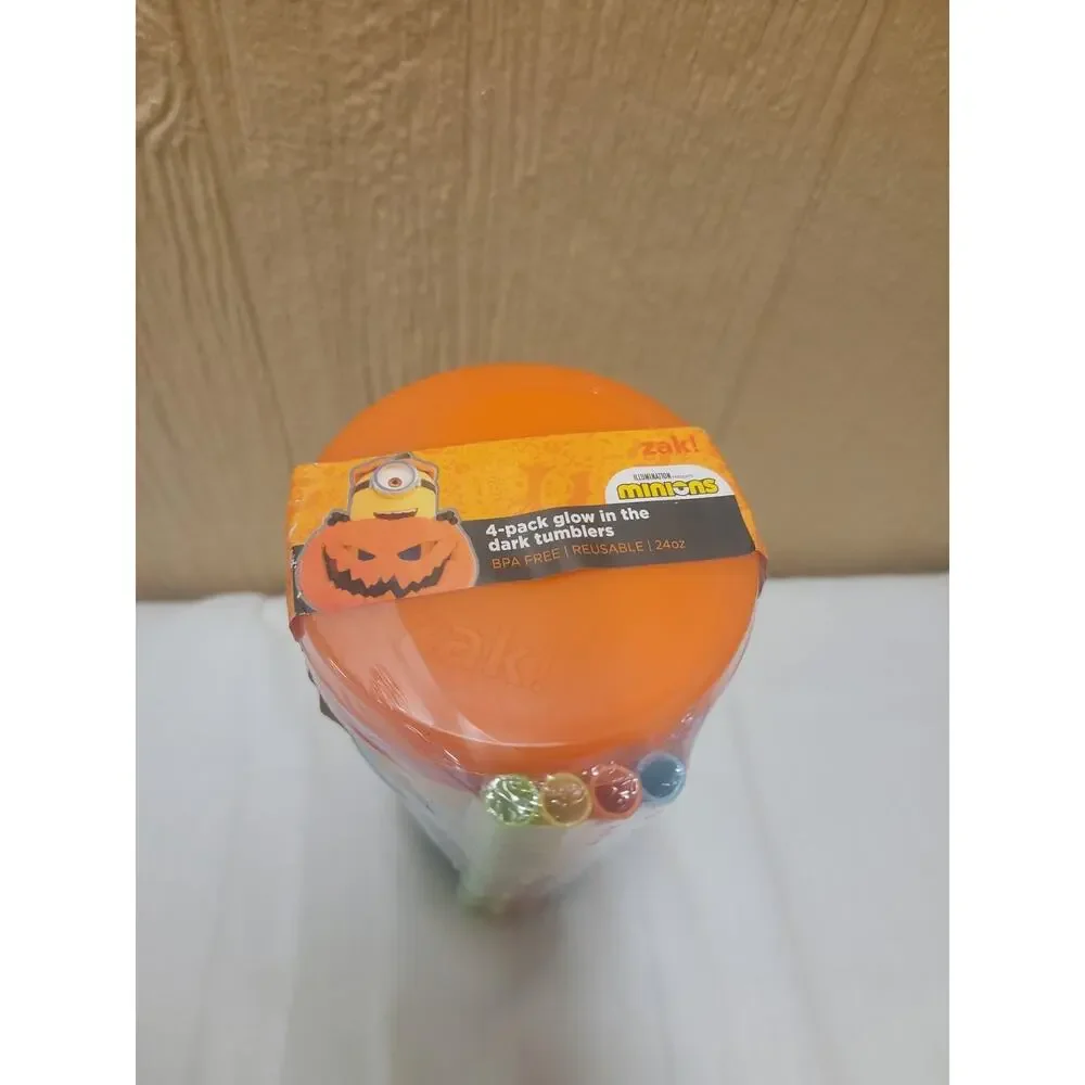 ZAK! Minions Glow In the Dark Tumblers Includes Matching Straws 4 pk 24 oz